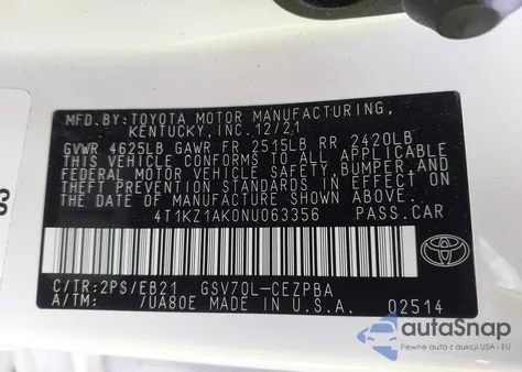 2022 Toyota Camry Trd from USA, damaged, VIN 4T1KZ1AK0NU063356